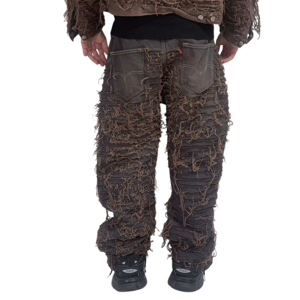 JEANS SUPER DESTROYED BROWN