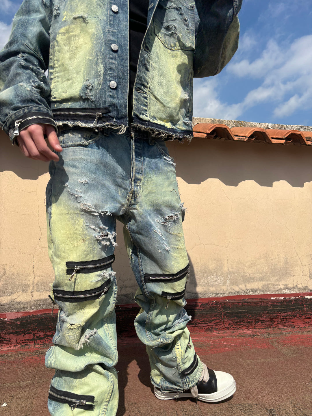 JEANS BEIGE ZIP