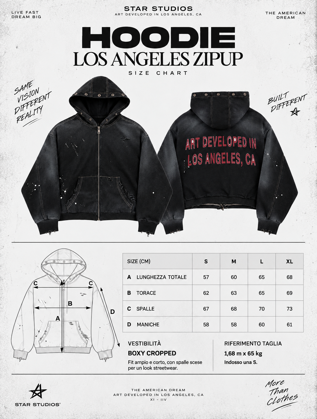 HOODIE BLACK LOS ANGELES ZIPUP