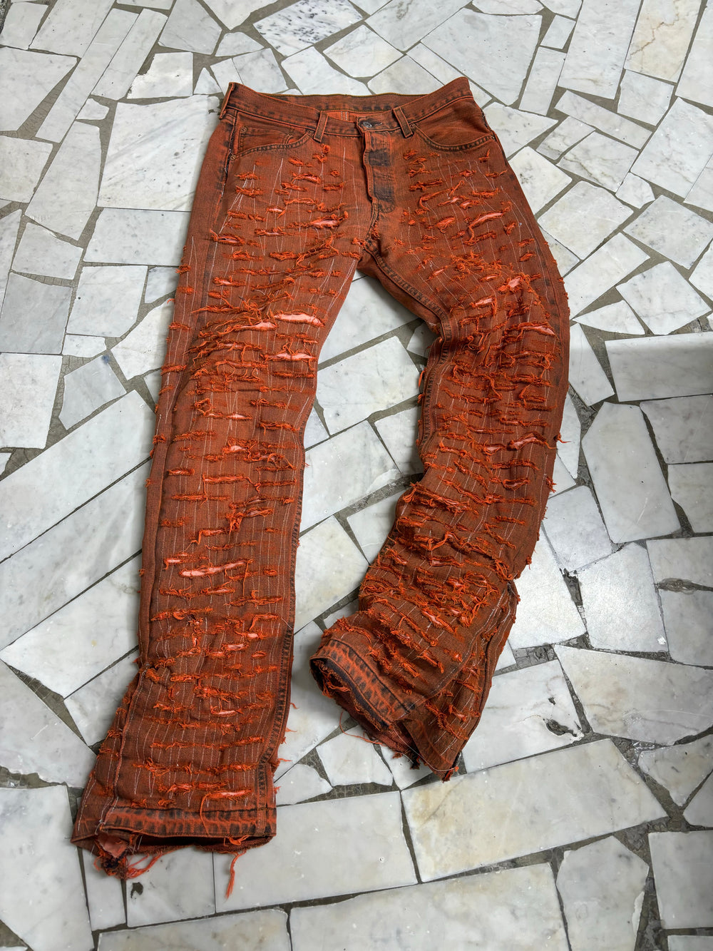 JEANS RIPPED ORANGE