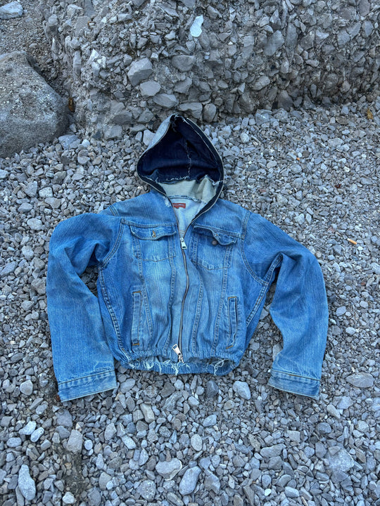 HOODIE CROP IN DENIM