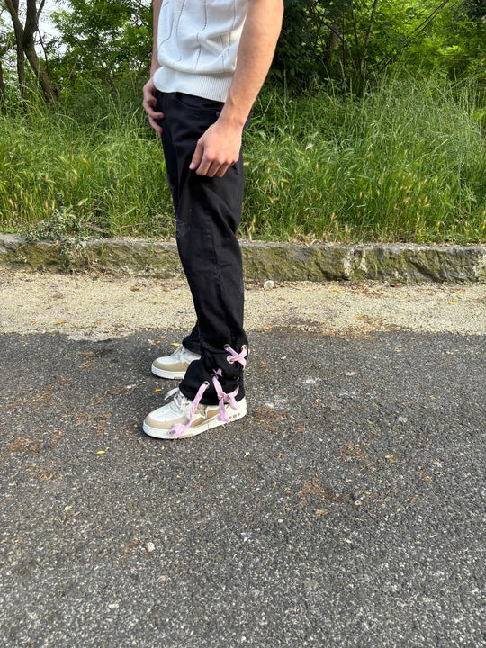 JEANS BLACK ROPE PINK
