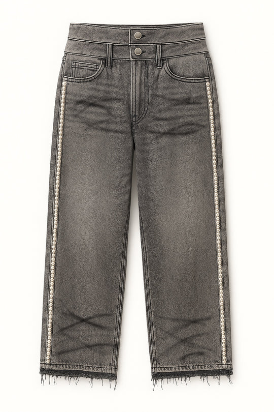 JEANS GRAY PEARLS BAGGY