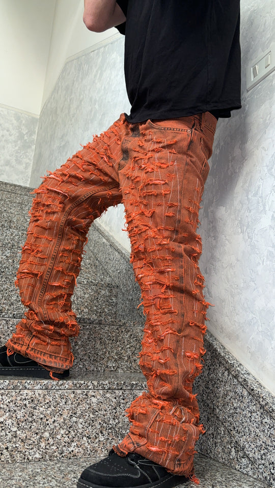 JEANS RIPPED ORANGE