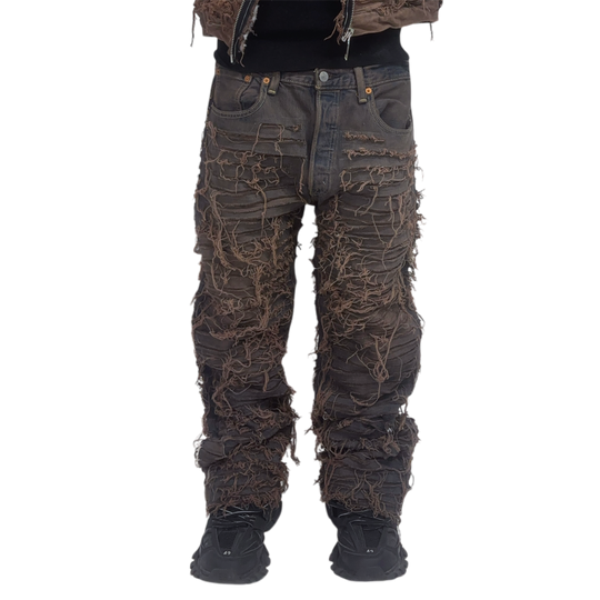 JEANS SUPER DESTROYED BROWN